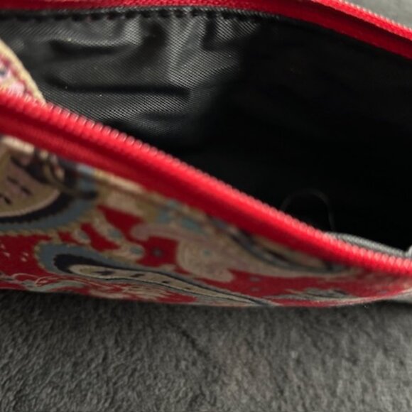 Women's Cosmetic Bag & ID Card Holder Set in Red Paisley - Picture 7 of 7